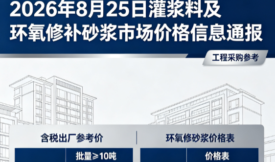 通山2026年8月25日灌浆料及环氧修补砂浆市场价格信息通报